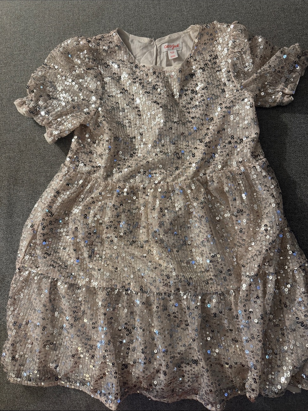 5/$15- Cat & Jack Champagne Sequin Party Dress for Girls